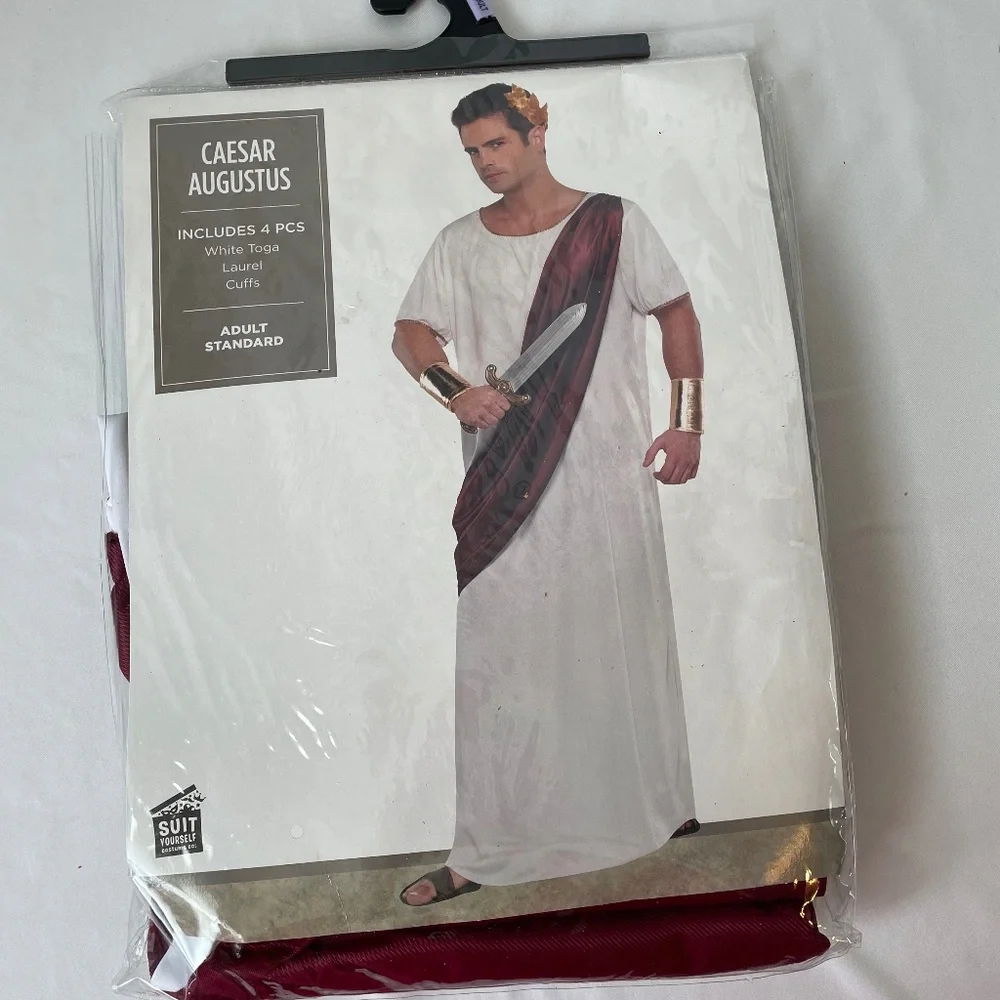 Caesar Ceasar Augustus Toga Costume Adult Halloween One Size Gown Sash Cosplay